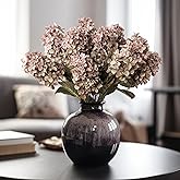 Ttranewsoo Fake Flowers Hydrangea Silk Flowers with Stems,Brown Flowers Fall Hydrangea Artificial Flowers,Winter Flowers Artificial for Decoration Vase Indoor and Outdoor 24"（Brown ） 8PCS Wthout Vase