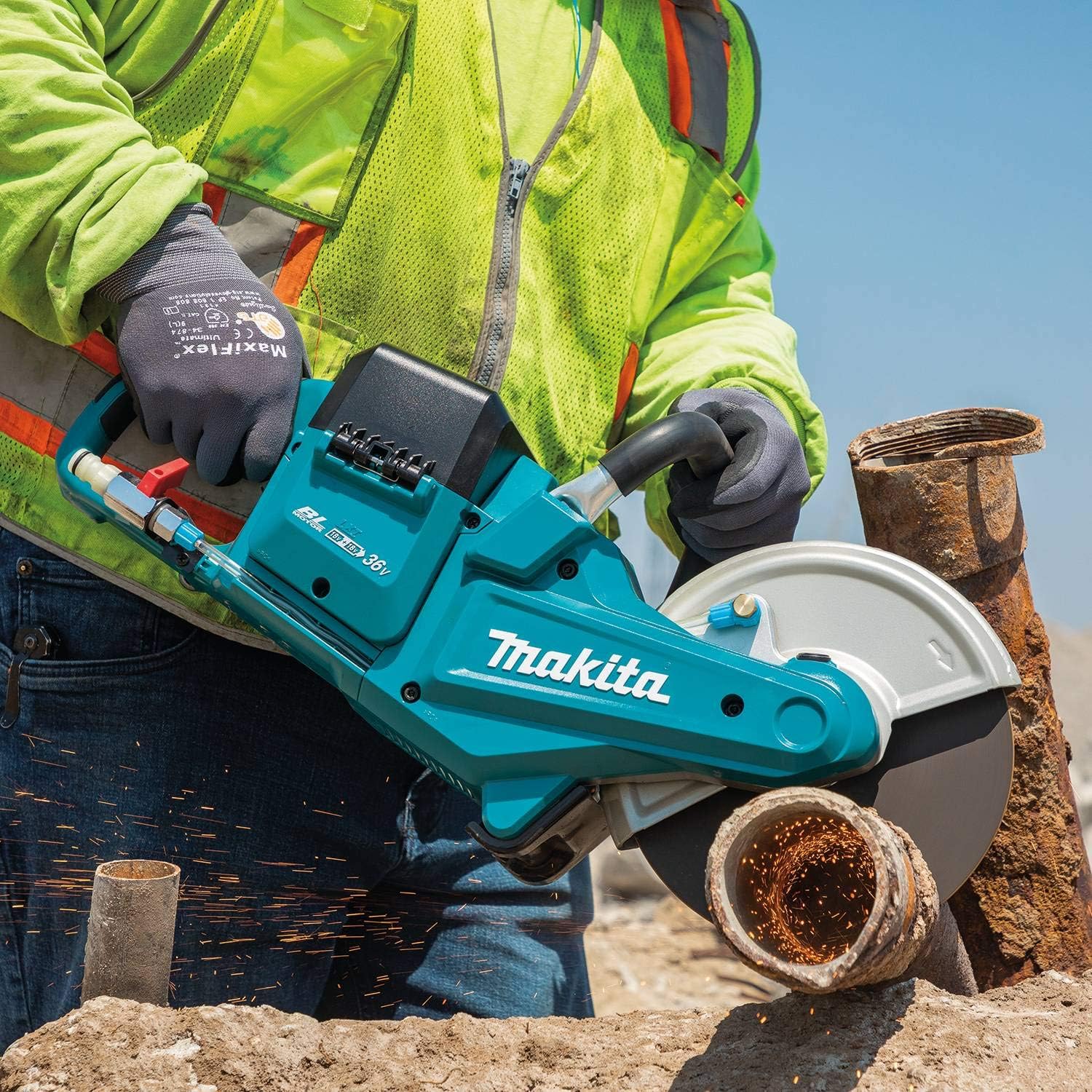 Makita DCE090ZX1 Twin 18V (36V) Li-ion LXT Brushless 230mm Disc Cutter - Batteries and Charger Not Included, Blue/Black - Image 4