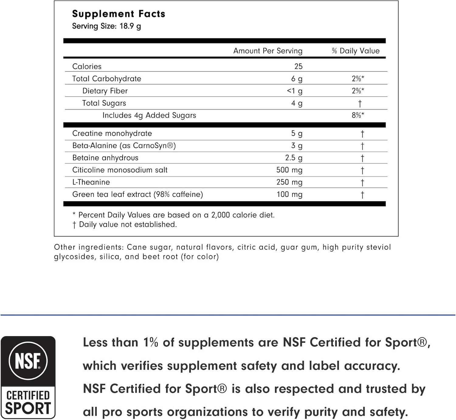 LADDER Sport Pre-Workout Strawberry Lemonade - 100mg Natural Caffeine, Beta-Alanine, Citicoline, Creatine, Theanine, No Artificial Sweeteners, 15 On-The-Go Packets, NSF Certified for Sport: Health & Personal Care