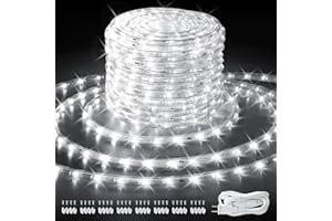 SHGPODA 66ft/20m 720 LEDs Rope Lights, Cool White Rope Light Outside, Waterproof Rope Lighting for Indoor Outdoor, Plug in Flexible Connectable Decor Lights for Garden, Patio, Pool, Bedroom (6000K)