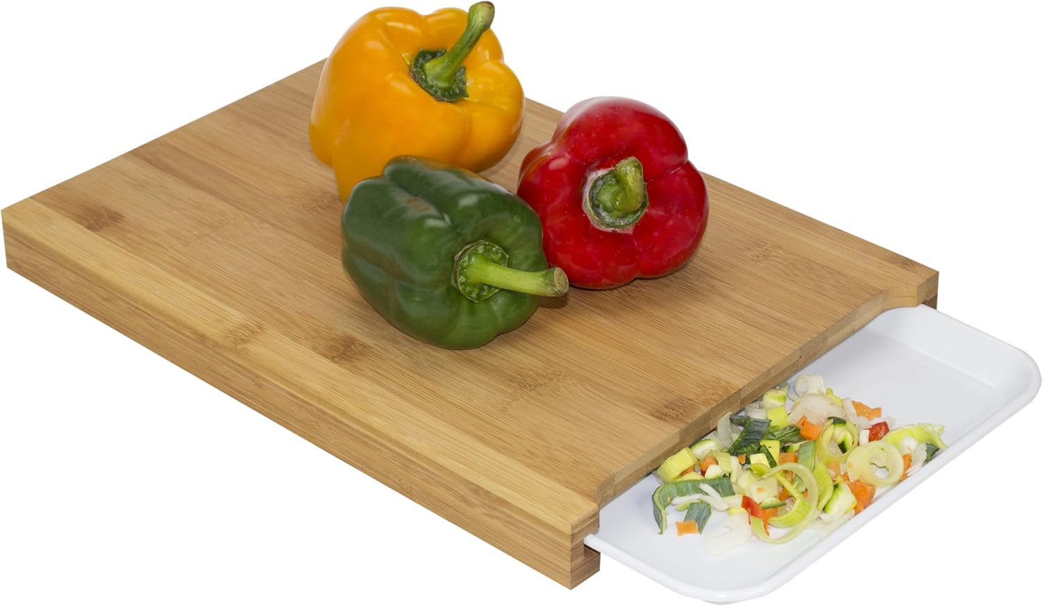 Gusta Bamboo Chopping Board with Collection Drawer, Wood Amazon.co.uk