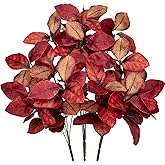 Briful 3 PCS Fall Leaves Artificial Magnolia Leaf Bush, 15" Autumn Fake Greenery Picks for Vase Floral Arrangement Kitchen Table Home Fall Decoration