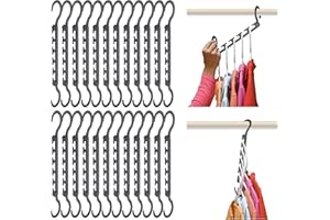 Wonder Hanger Max 24-Pack Space Saving Hangers, Reinforced Hooks Swivels 360°, Cascading Hanger, College Dorms & Storage Closet Organizer, Fully Assembled – Grey