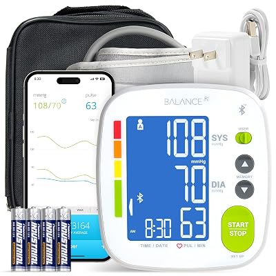 Greater Goods Bluetooth Blood Pressure Monitor with Comfort-Fit Upper Arm BP Cuff (22–42 cm), Digital BP Machine with Large Backlit Display & App Tracking for At-Home Monitoring