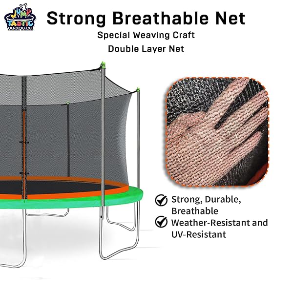 14FT TRAMPOLINE NET REPLACEMENT WITH 6 CAPS, TRAMPOLINE NET FIT FOR 14FT ROUND-6 STRAIGHT POLES(NOT INCLUDE POLES)