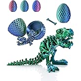 GemmiCho 3D Printed Dinosaur Toy, 3D Printed T-Rex with Egg, Articulated T-Rex Skeletons, 3D Printed Toys, 3D Printed Skeleton Dinosaur Egg, Home Office Decor Executive Desk Toy (Dark Green)
