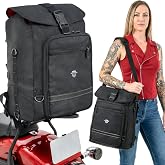 Nomad Motorcycle Sissy Bar Bag Expandable Roll Top Extra Storage Motorbike Tail Bag Converts to Handle &amp; Shoulder Carry,15&rdquo; Laptop Sleeve Weather Resistant Motorcycle Luggage Rack/Seat Travel (Black)