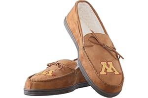 FOCO NCAA Minnesota Golden Gophers Mens College Team Logo Moccasin Slippers, Tan, Large (11-12)