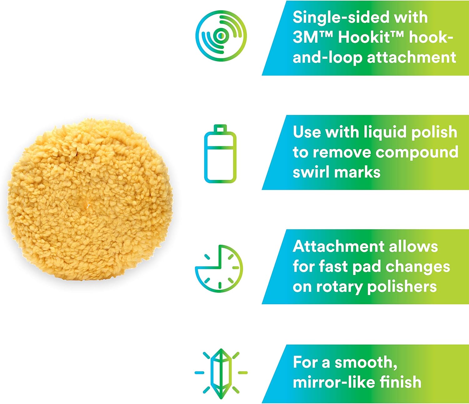 3M Wool Polishing Pad (05713) – For Boats, Cars, Trucks and RVs – Single-Sided – 9 Inches , Yellow: Automotive