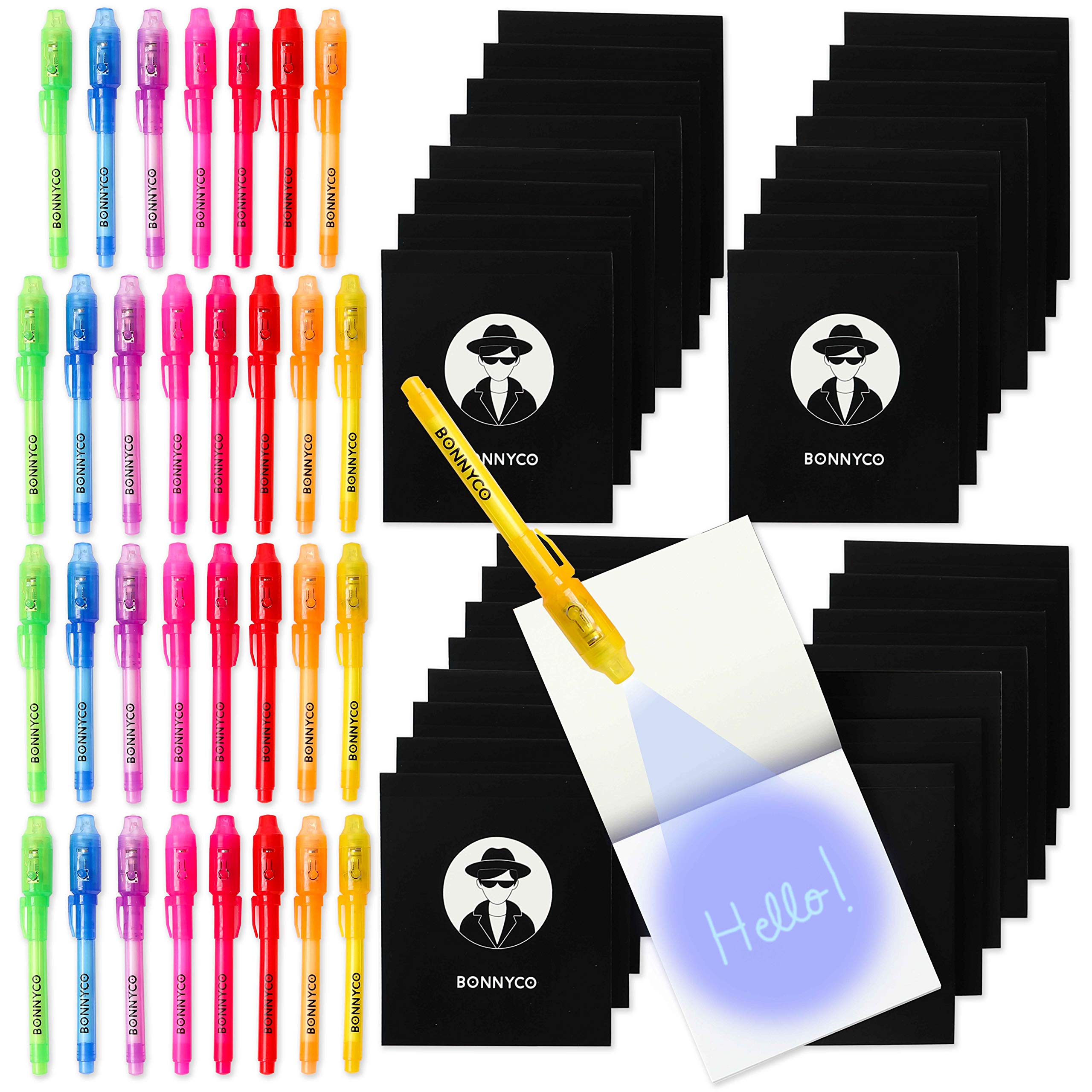 BONNYCO Invisible Ink Pen and Notebook, Pack of 32 Party Bag Fillers for Kids. Party Favours Boys and Girls, Pinata Toys. Birthday Stocking Fillers Kids, Classroom Prizes for School, Children Gifts — image 1