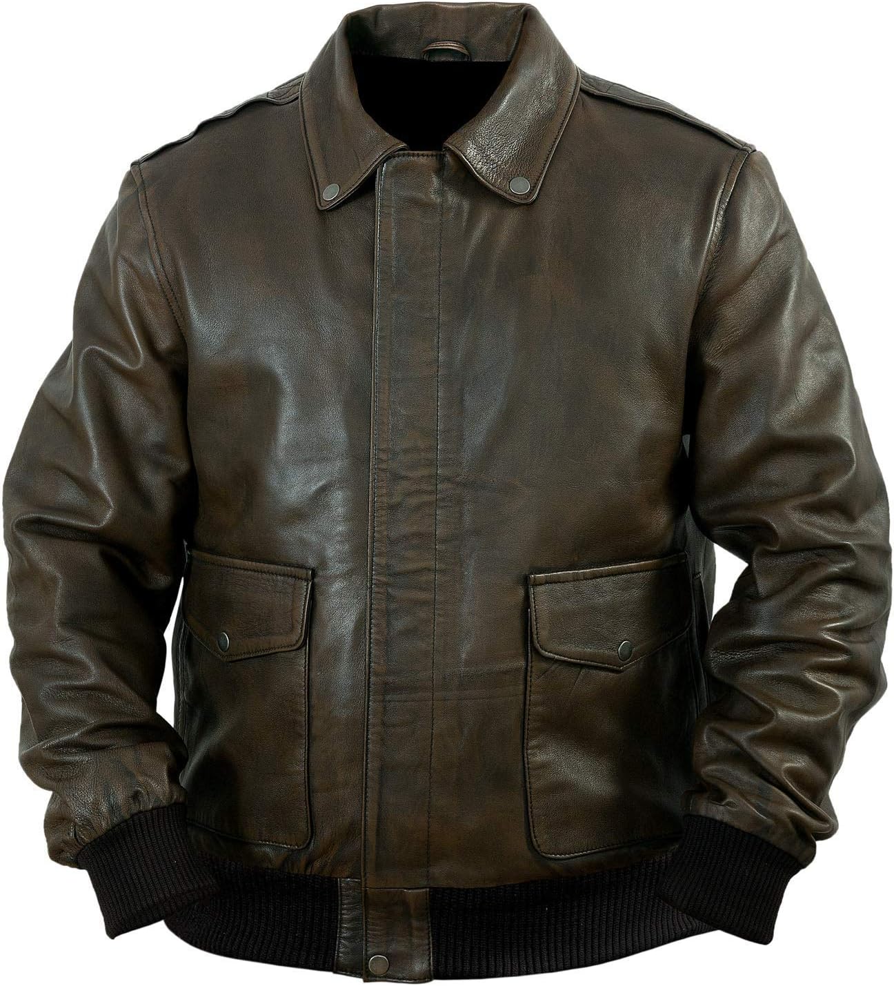 Men's Air Force A-2 Flight Bomber Brown Landing Winter Real Sheepskin Leathers Jacket