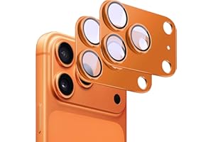 YIMGEAR 2 Pack Camera Lens Protector for iPhone 17 Pro Max [ Drop Protection ] AR Tempered Glass Strong Adsorption Metal Camera Cover Screen | Orange Finish