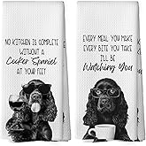 Mcehtle Funny Cocker Spaniel Kitchen Towels Set of 2, Dog Kitchen Accessories, Coffee Station Decor, Dog Chef Gift Hand Towel, Dining Room Decorative Tea Towel Dish Towels 16x24 Inch