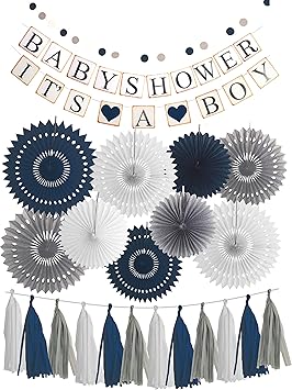 dark blue baby shower decorations