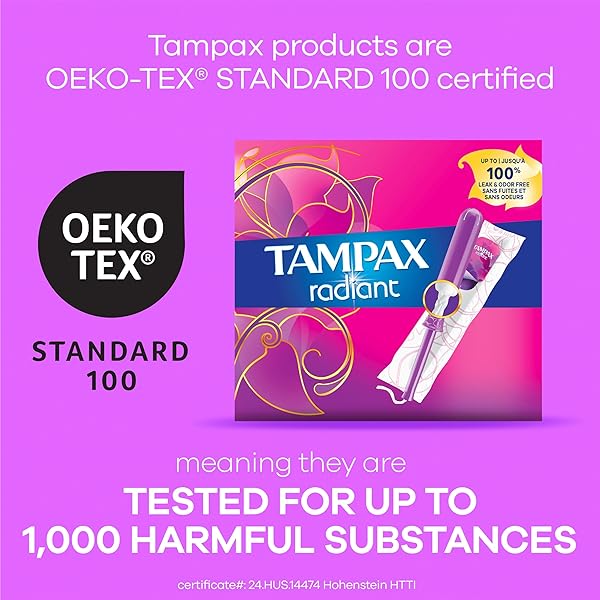 TAMPAX RADIANT TAMPONS MULTIPACK WITH LEAKGUARD BRAID, REGULAR/SUPER ABSORBENCY, WITH LEAKGUARD BRAID, UNSCENTED, 28 COUNT