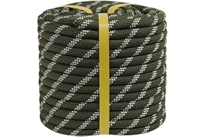 CRAYZA Double Braided Arborist Rigging Rope (1/2 in x 200 ft) Strong Polyester Rope 48 Strands for Tree Work Climbing Pulling Swing Sailing, ArmyGreen