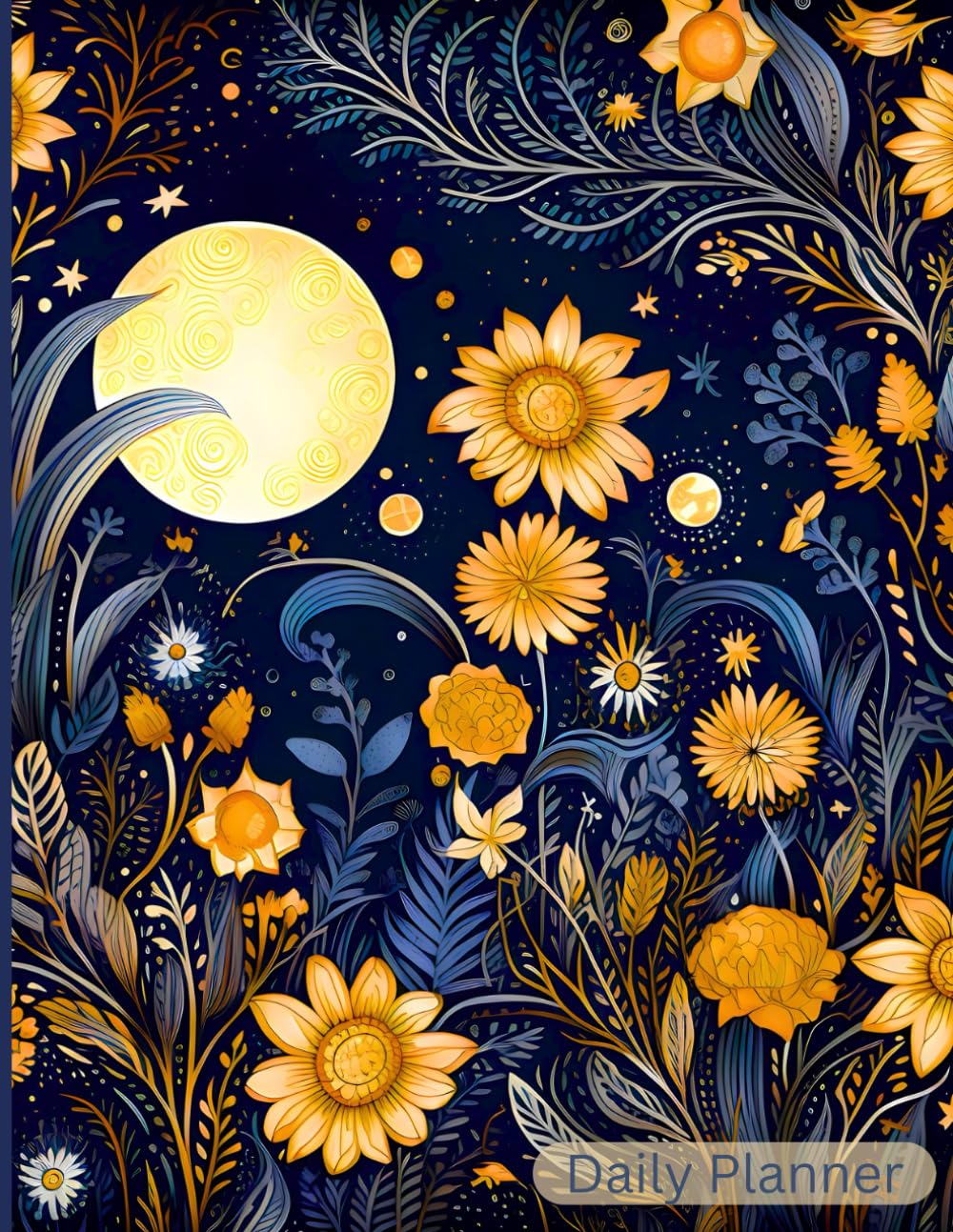 Daily Planner: Floral Night Sky Hourly Planning | Also Includes Meals, Notes and Top Priorities (120 Pages)