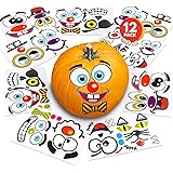 ArtCreativity Halloween Pumpkin Decorating Stickers - 12 Large Sheets - Jack-o-Lantern Decoration Kit - 26 Total Face Sticker