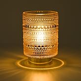 MiuBrty Battery Operated Lamp with Auto-Off Timer, Cordless Table Night Light for Bedroom &amp; Entryway, Portable LED Lamp for Home, Outdoor, Camping No Battery Included (Pearl Design-Amber)