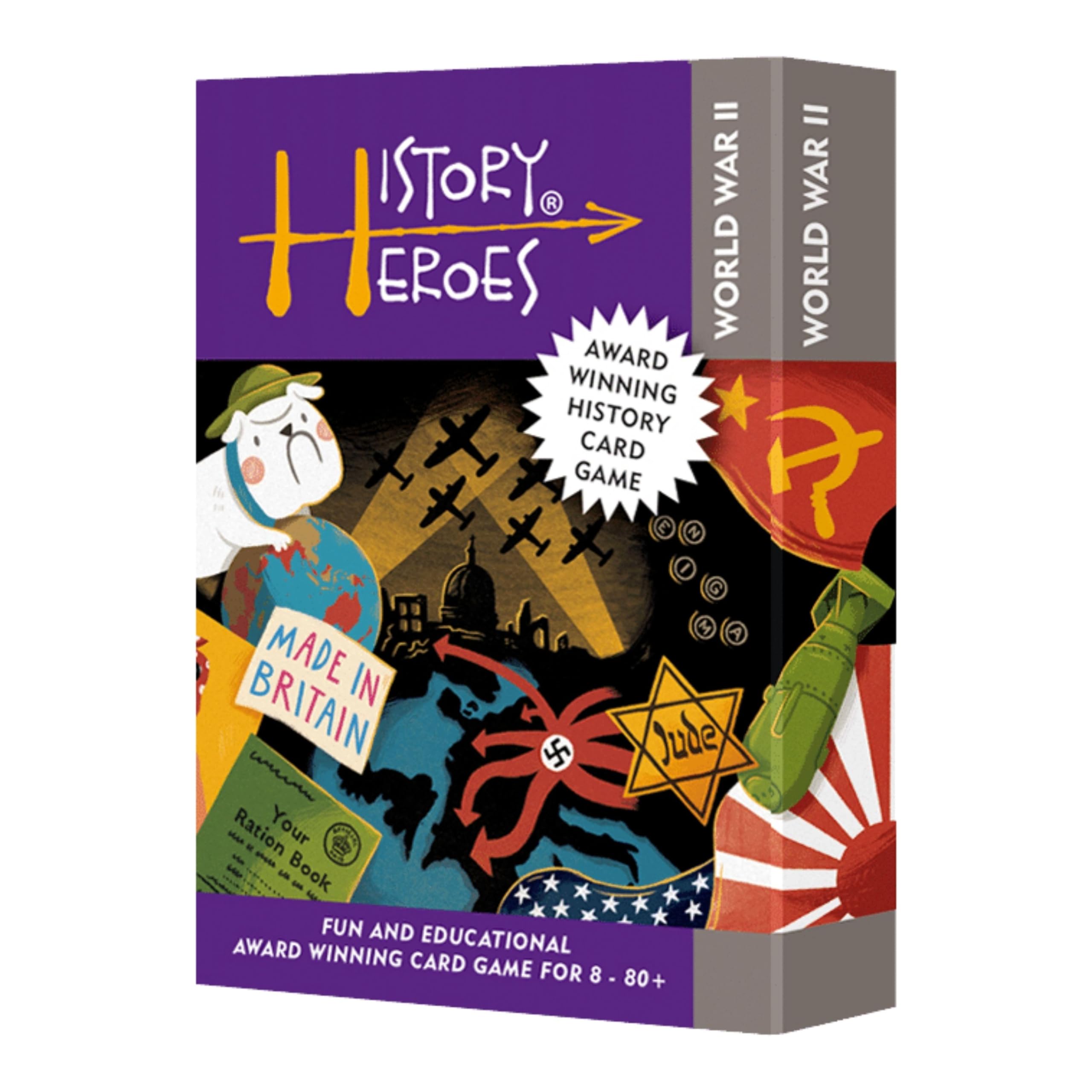 History Heroes: World War II - History Quiz Card Game for Kids, Adults, Game Night - Family Friendly, Educational Travel Game About World War II