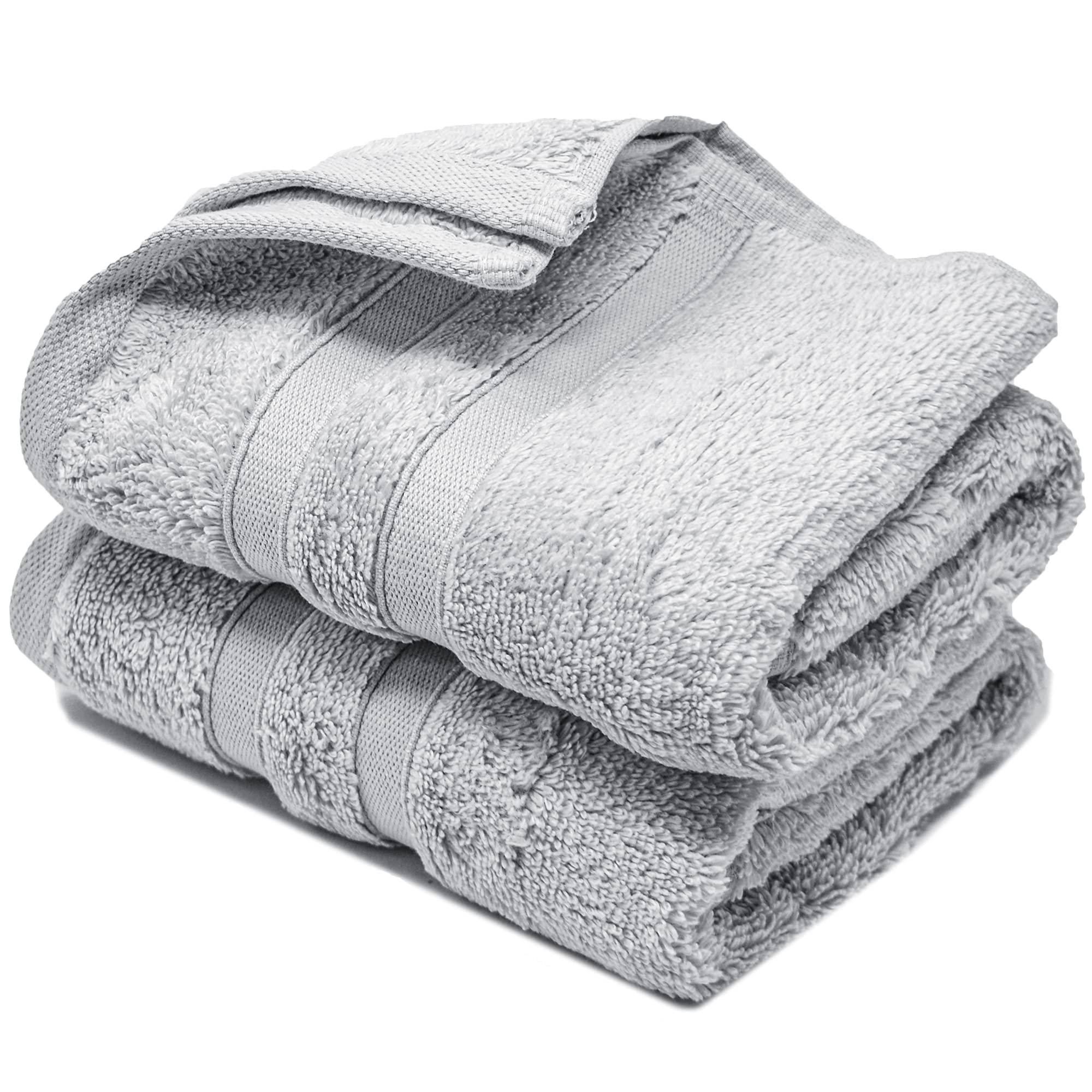 Hand Towels 600gsm ZERO TWIST Cotton Highly Absorbent & Quick Dry Luxury Hotel Quality Luxe Collection Fade Resistant 50x80cm (Silver Grey, Pack Of 2)