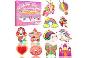 GADETOUQ 12 DIY Unicorn Wooden Magnets - Arts Crafts Painting Kits For Kids, Creative Art Supplies Gift For Christmas Decorations Birthday Party Favors Family Crafts Unicorn Toys For Girls Boys Ages 4-8 8-12