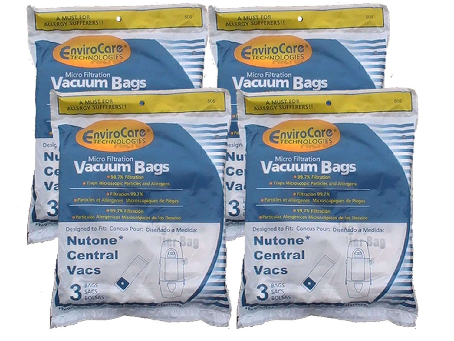 12 Central Vacuum Cleaner bags For Nutone Broan Cyclovac Dynavac Easyflo Eureka Filteraire Frigidaire Housekeeper/Rittenhouse Husky Miami Carey Singer Smart Soluvac Vacuflo 391, CF3918, 110025, 110056, Nutone-391, 44186 6 gallon