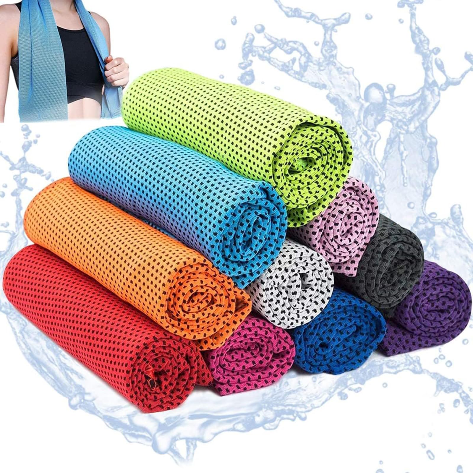 Liwein Cooling Towel, 10 pcs Ice Cooling Towel for Neck Instant Cold Ice Towel Soft Breathable Chilly Towel Gym Towels for Fitness Sport Running Travel Yoga Men Women, 30cm*80cm