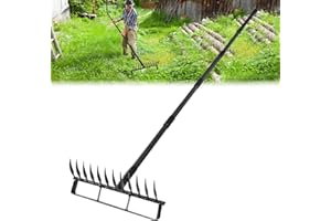 TWINKLETOOL Garden Hoe Stirrup Hoe Weeding Tools, 2-in-1 Garden Hoe for Weeding with 76.8" Adjustable Handle, Heavy Duty Gardening Tools with 12 Tines for Weeding, Loosening, Digging and Cultivation