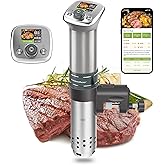 KitchenBoss WiFi Sous Vide Cooker: Ultra-quiet Sous Vide Machine Built-in TFT Color Display Recipes, 1100W Sous Vide Immersion Circulator Accurate Temp Waterproof Magnetic Knob APP Control, Silver
