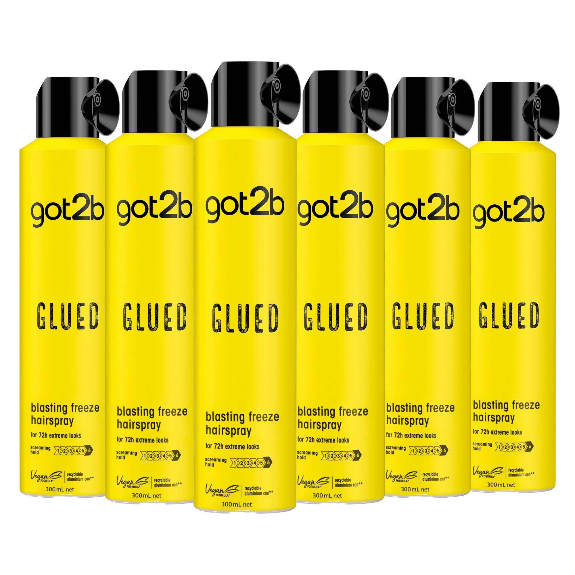 got2b Glued Blasting Freeze Hairspray 300 ml, Glued Hairspray for up to 72h Ultra Strong Hold, Hairspray got2b, For Extreme Hairstyles, Vegan* Formula