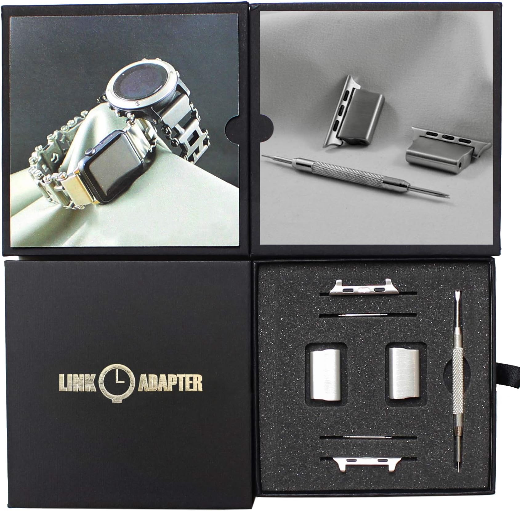 Link- watch adapter compatible with LEATHERMAN TREAD LT - Stainless Steel (compatible with Apple 40mm/ 38mm, Stainless Steel, TREAD LT)