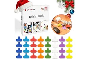 GOYOMI 32 Pcs Cable Labels, Mens Stocking Stuffers 2025, Multi-Color Write On Cord Wire Label, Cable Tags for Electronics, Computers Cable Management and Identification, Assorted Colors, 1.2" x 0.63"