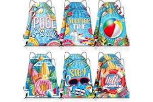 Kacctyen 12 Pcs Pool Beach Drawstring Bags Summer Drawstring Backpack Beach Ball String Birthday Bag Pool Party Decoration (Classic)