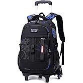 Camo Boys Rolling Backpacks for Kids School, Capacity Wheeled Bookbags Elementary School Bags Back Packs with 6 Wheels