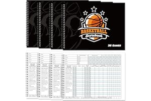 Qilery 4 Pcs Basketball Scorebook 35 Games Basketball Stats Book Bulk Side by Side Scorekeeper Tracking League for Coaches, Scorekeepers, Adult, Youth
