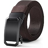 Mile High Life Men's Ratchet Belt, 1 3/8" Elastic Stretch Belt with Automatic Buckle for Men, Adjustable Trim to Fit