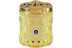 Electric Incense Burner Portable Vintage Electric Bakhoor Burner USB Rechargeable Golden Aromatherapy Diffuser for Car Home O