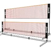 Zicon Stainless Steel Portable Badminton Net Set Foldable/extendable Poles | Tennis Net Adjustable Height Nylon Net for Tennis, Pickleball,Soccer, Indoor, Outdoor Court, Backyard, Beach, Driveway