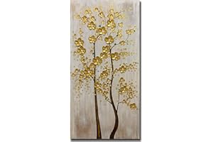 Yotree Paintings - 3D Oil Painting on Canvas Abstract Wall Art Wall Decoration Wood Inside Framed Hanging Ready to Hang 24x48 Inch