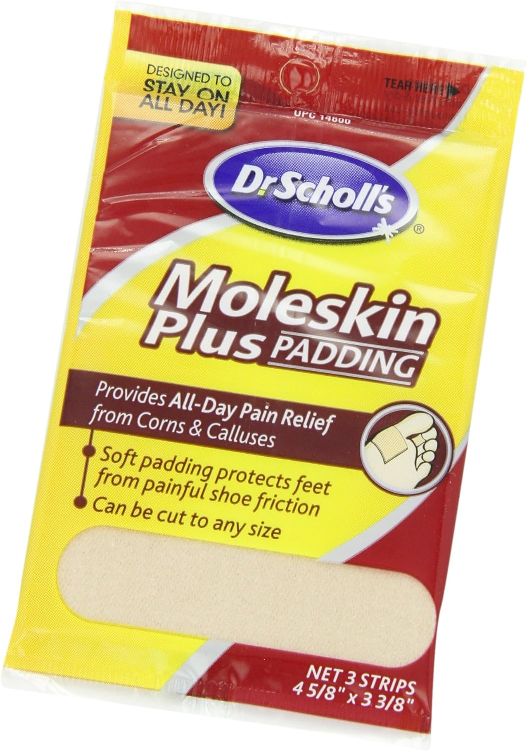 Dr. Scholl's Moleskin Plus 4  5/8-Inch X 3 3/8 Inch  Padding, 3 Count Package: Dr. Scholls: Health & Personal Care