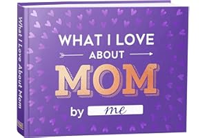 BRAVEBUG What I Love about Mom Book, Fill-in-the-Blank Book for Mom - Christmas Gifts for Mom from Daughter, Son, Kids - Birthday Gifts for Mom, Mom Birthday Gifts - Stocking Stuffer, Mom Christmas Gifts