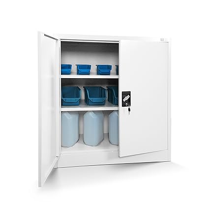 Jan Nowak by Domator24 Kleiner Aktenschrank C001B Büroschrank mit Flügeltüren Metallschrank Lagerschrank Pulverbeschichtet St