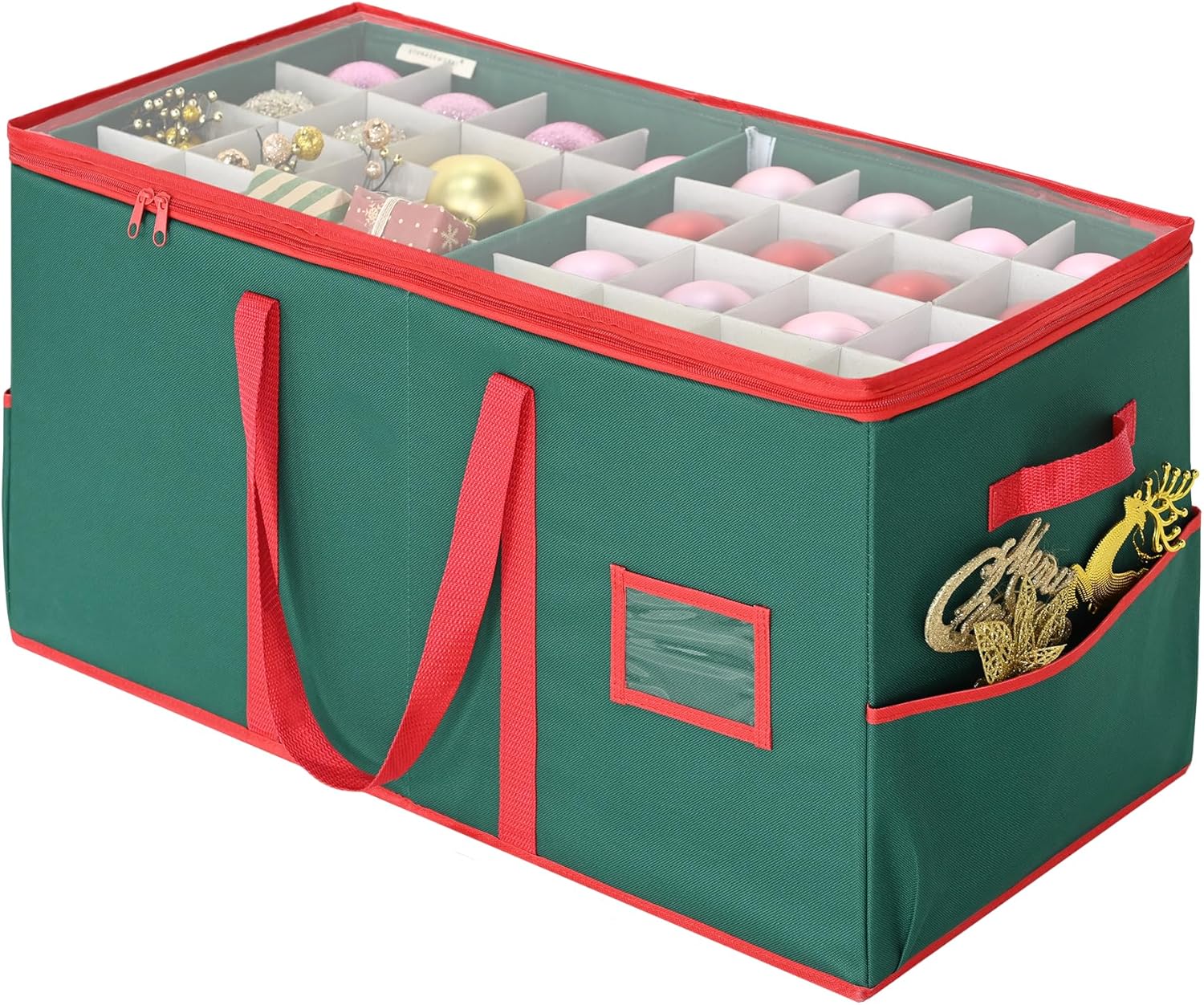 Holiday Décor Storage - StorageWorks Christmas Ornament Storage Container, Ornament Organizer Storage Box with Dividers, 3 Inch Holiday Ornament Storage, Green