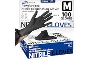 Supmedic Medical Soft Max™ Black Nitrile Disposable Gloves, 100 Pcs, Latex-Free & Powder-Free Food Safe Food Prep Exam Gloves
