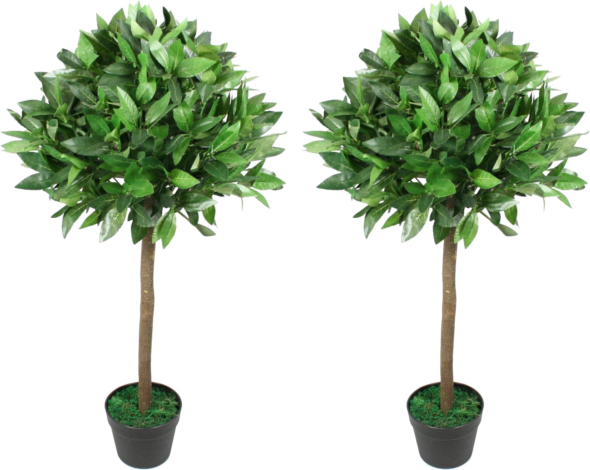 FloralStem 3 ft Artificial Topiary Bay Tree Pair Potted for Outdoor and Indoor Use