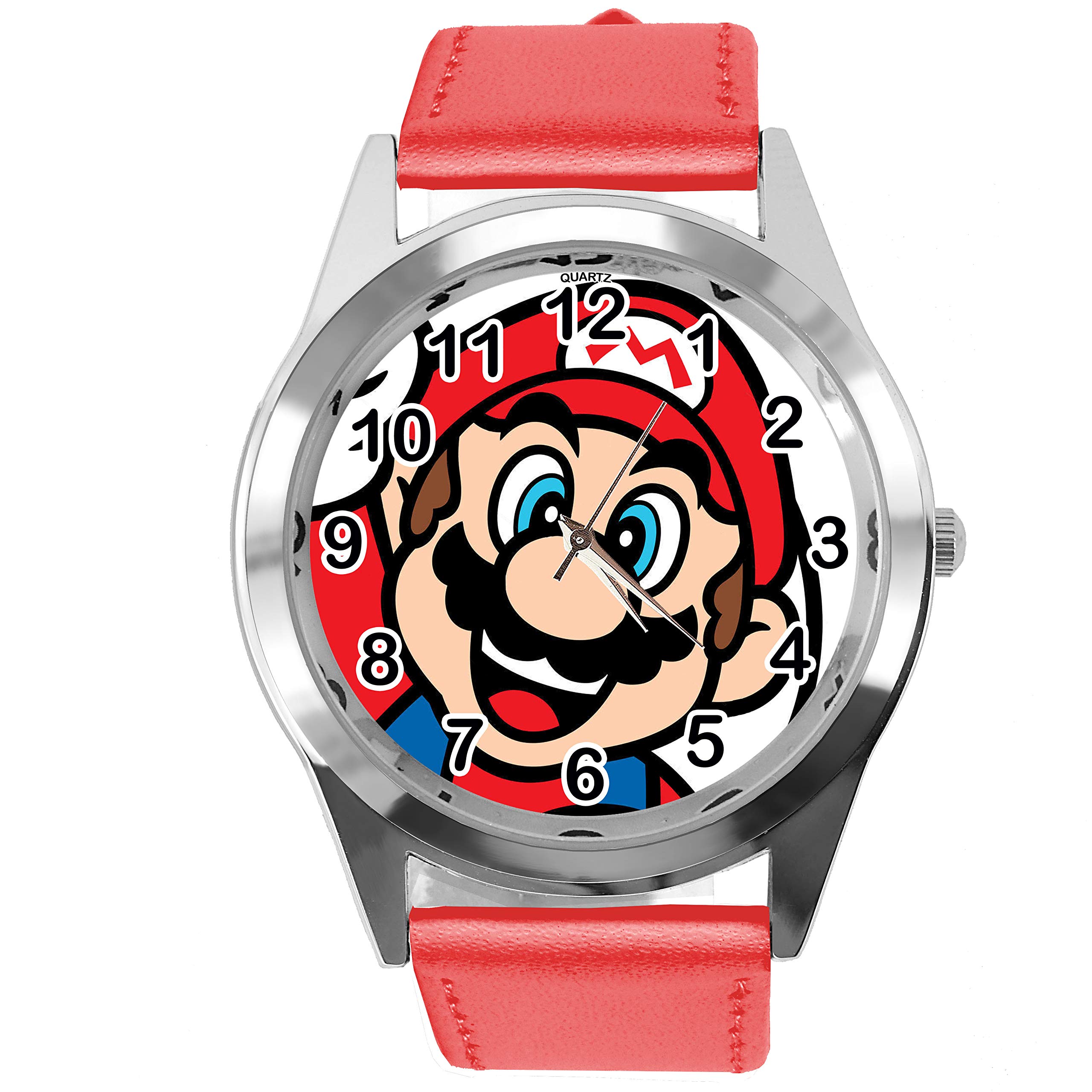 TAPORT Quartz Watch RED Leather Band for Moustache Plumber Fans E3