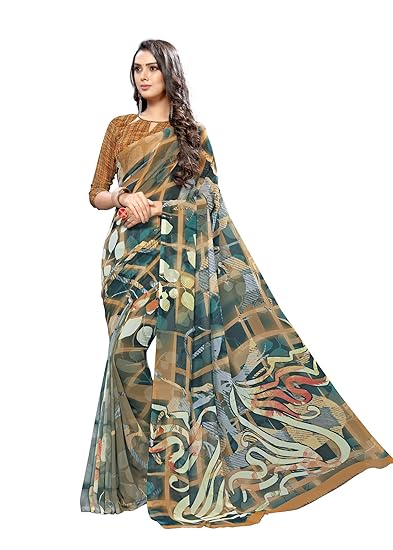 Womens Georgette Digital Printed Saree With Blouse(myraa-21002)