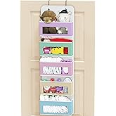 Simple Houseware 5 Clear Window Pocket Over Closet Door Storage Hanging Organizer for Bedroom, Bathroom, Pantry, Colorful