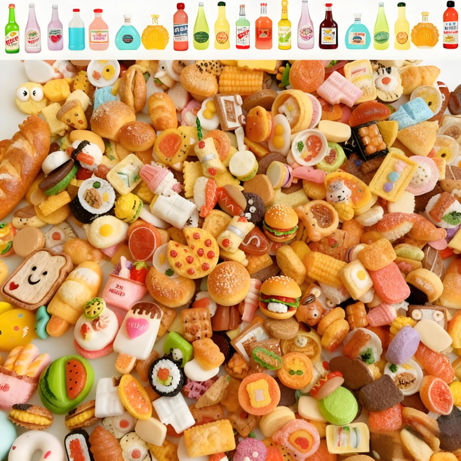 Mini Brands Food, 60 PCS Mini Food for Doll House Accessories, Barbie Accessories, Pretend Play Kitchen Toys for Each Age Group, Easter Party Bag Fillers,DIY Crafts and Birthday Gifts, Easter Gift
